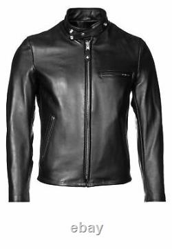 Men Black Leather Jacket Biker Motorcycle Cafe Racer Soft Lambskin Jacket New
