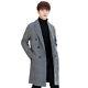 Men British Lapel Collar Double Breasted Faux Woolen Jackets Coat Trench Outwear