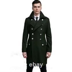 Men Coats Double Breasted Mid Long Wool Blend Military Outwear Blazer Jacket new