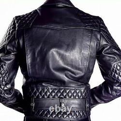 Men Genuine Leather Jacket Black jacket Moto Biker Mens Real Leather Gay Jacket