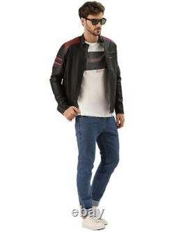 Men Leather jacket Motorcycle fashionable, regular, zippered, solid, new
