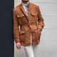 Men Luxury 100% Linen Retro Hunting Jacket Breathable Casual Coats Multi Pocket