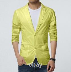 Men Ultra-thin Blazer Coat Through-see Breathable Slim Fit Jacket Summer S-6XL