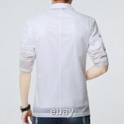 Men Ultra-thin Blazer Coat Through-see Breathable Slim Fit Jacket Summer S-6XL