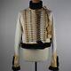 Men White Military 5th Hussar Pelisse Jacket, Gold Braid Fashion Hussar Jacket