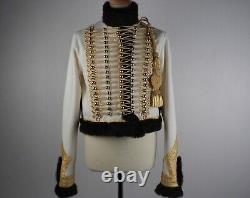 Men White military 5th hussar pelisse jacket, Gold Braid fashion hussar jacket