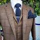 Men's 3 Piece Brown Wool Blend Tweed Check Mix & Match Jacket/waistcoat/jeans