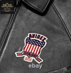 Men's AVIREX Bomber American Flight Jacket Basket Ball 100% Real Leather Jacket