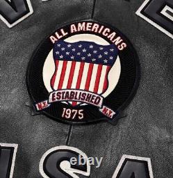 Men's Avirex USA Black Leather jacket Real Bomber American Flight Jacket