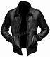 Men's Biker Motorcycle Vintage Distressed Black Bomber Winter Leather Jacket