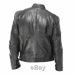 Men's Biker Vintage Motorcycle Distressed Black Faded Genuine Leather Jacket
