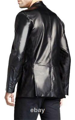 Men's Black Leather Blazer Coat Soft Lambskin Coat For Men Boy