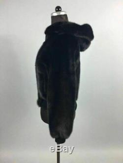 Men's Black Mink Fur Bomber Jacket Hooded