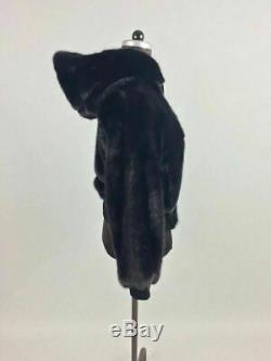 Men's Black Mink Fur Bomber Jacket Hooded
