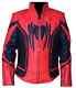 Men's Black & Red Spiderman Style Slim Fit Long Sleeves Real Leather Jacket