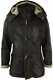 Men's Black Trench Coat Hooded 3/4 Genuine Sheepskin Leather Jacket/coat