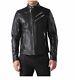 Men's Black Zipper Leather Jacket New Real Genuine Lambskin Leather Jacket