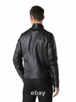 Men's Black Zipper Leather Jacket New Real Genuine Lambskin Leather Jacket