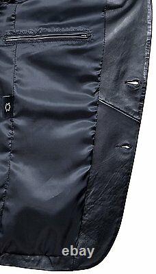 Men's CLASSIC BLAZER Black Z120 Tailored Soft Real Napa Leather Jacket Coat