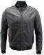 Men's Casual Varisty Black 100% Leather Bomber Jacket
