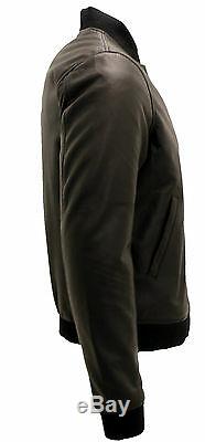 Men's Casual Varisty Black 100% Leather Bomber Jacket