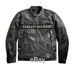 Men's Classic Harley Davidson Passing Link Distressed Leather Motorcycle Jacket