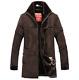 Men's Coat Winter Lapel Coat Lambskin Suede Warm Llining Long Trench Jacket 2xl