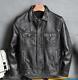 Men's Cowhide Retro Real Leather Coats Slim Pocket Handsome Jacket Zip Overcoats