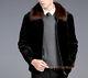 Men's Faux Mink Fur Coat Thicken Fur Collar Winter Lapel Zipper Slim Jacket Sibo