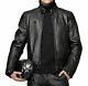 Men's Genuine Lambskin Leather Jacket Black Slim Fit Biker Motorcycle Jacket-001