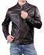 Men's Genuine Lambskin Leather Jacket Black Slim Fit Biker Motorcycle Jacket-012