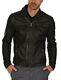 Men's Genuine Lambskin Leather Jacket Black Slim Fit Biker Motorcycle Jacket-022