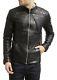 Men's Genuine Lambskin Leather Jacket Black Slim Fit Biker Motorcycle Jacket-023