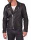 Men's Genuine Lambskin Leather Jacket Black Slim Fit Biker Motorcycle Jacket-055