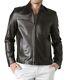 Men's Genuine Lambskin Leather Jacket Black Slim Fit Biker Motorcycle Jacket-093