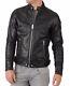 Men's Genuine Lambskin Leather Jacket Black Slim Fit Biker Motorcycle Jacket-119