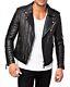 Men's Genuine Lambskin Leather Motorcycle Jacket Slim Fit Biker Jacket Us023