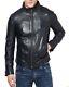 Men's Genuine Lambskin Leather Motorcycle Jacket Slim Fit Biker Jacket Us052