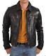 Men's Genuine Lambskin Leather Motorcycle Jacket Slim Fit Biker Jacket Us103