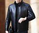 Men's Genuine Leather Casual Jackets Plush Warm Soft Coat Motorcycle Style