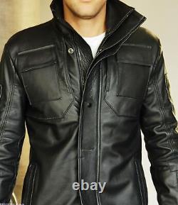 Men's Genuine Real Leather Jacket Soft Lambskin Biker Motorcycle Racer Jacket