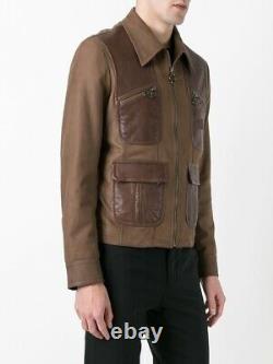 Men's Genuine Suede Lambskin Leather Jacket New Zipper Leather Jacket Slim Fit