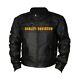 Men's Hd Black Biker Harley Distress Motorcycle Cowhide Leather Jacket