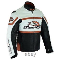 Men's Handmade Raceway Screaming Eagle Harley Davidson Leather Jacket Rare HD