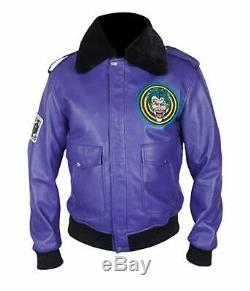 Men's Henchman Goon Purple Bomber Faux Fur Collar Jacket New Arrival