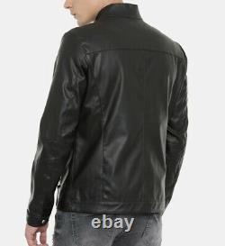 Men's Leather Jacket 100% Genuine Lambskin Leather Jacket Zipper Leather Jacket