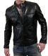 Men's Leather Jacket Motorcycle Slim Fit Biker Pure Genuine Lambskin Jacket P085