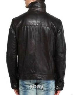 Men's Leather Jacket Motorcycle Slim fit Biker Pure Genuine Lambskin Jacket P101