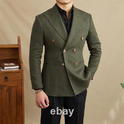 Men's Linen Slim Suit Breathable Gentleman Jacket Formal Coats Business Blazers