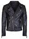 Men's Motorcycle Quilted Genuine Real Leather Black Slim Fit Biker Jacket